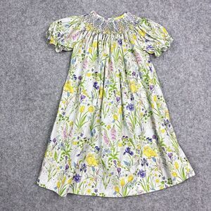Addie & Hadlie Smocked A Lot Dress Girls 6T Bunny Ducks Spring Easter Floral